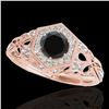 Image 1 : 1.4 ctw Certified VS Black Diamond Solitaire Antique Ring 10k Rose Gold - REF-59W2H
