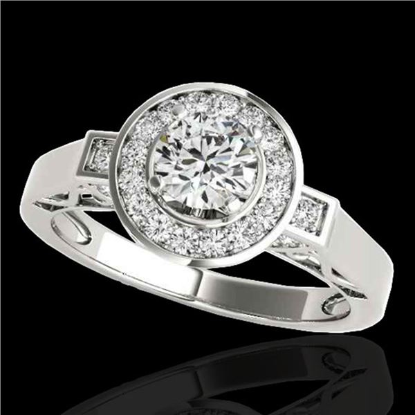 1.75 ctw Certified Diamond Solitaire Halo Ring 10k White Gold - REF-259N3F