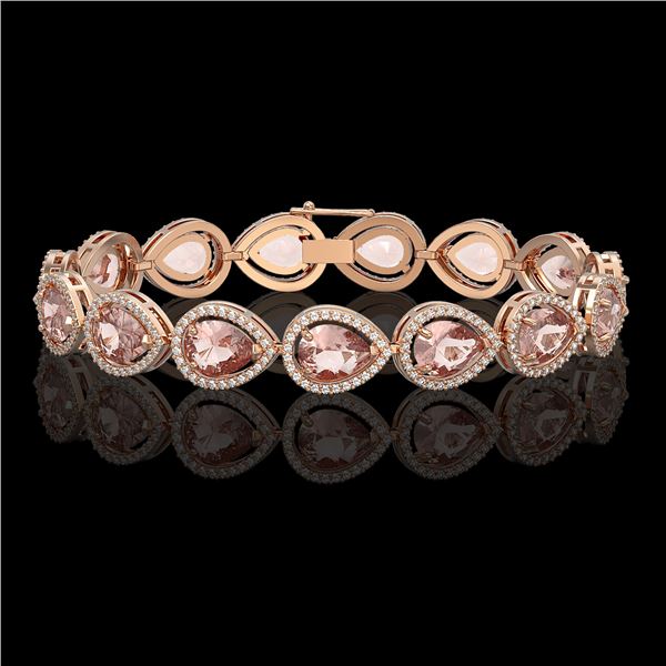 19.55 ctw Morganite & Diamond Micro Pave Halo Bracelet 10k Rose Gold - REF-480K4Y