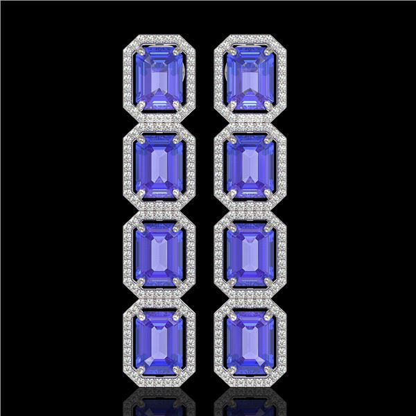 19.39 ctw Tanzanite & Diamond Micro Pave Halo Earrings 10k White Gold - REF-418A5N