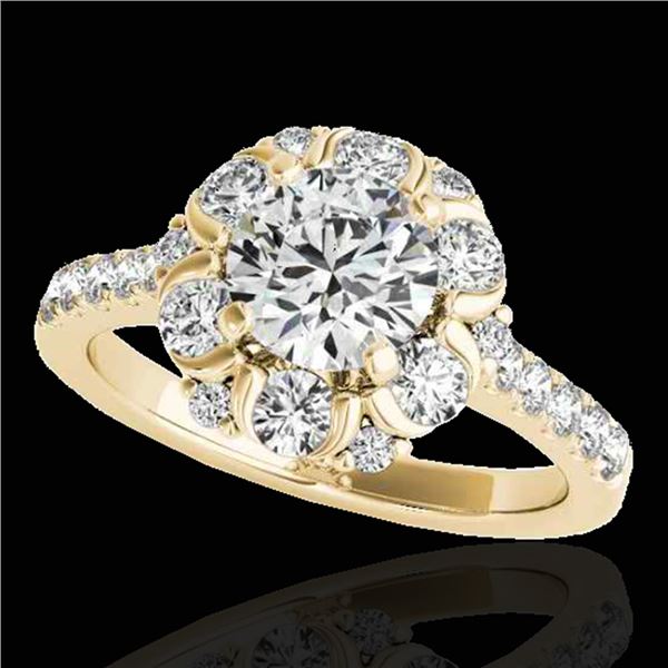 2.05 ctw Certified Diamond Solitaire Halo Ring 10k Yellow Gold - REF-225N2F