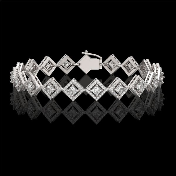 7.2 ctw Princess Cut Diamond Micro Pave Bracelet 18K White Gold - REF-617M3G