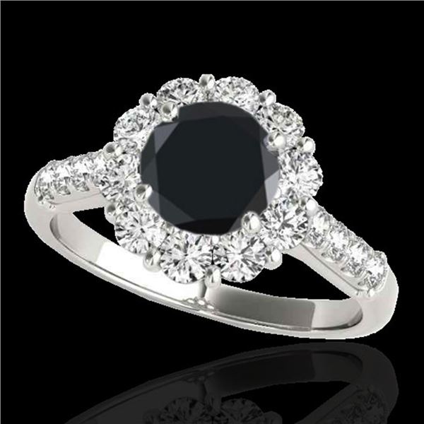 2.75 ctw Certified VS Black Diamond Solitaire Halo Ring 10k White Gold - REF-89W8H