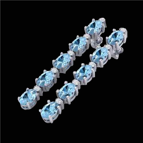 12.47 ctw Aquamarine & VS/SI Certified Diamond Earrings 10k White Gold - REF-143G6W