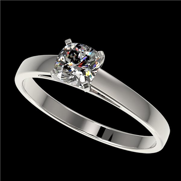 0.50 ctw Certified VS/SI Quality Cushion Cut Diamond Ring 10k White Gold - REF-60W3H