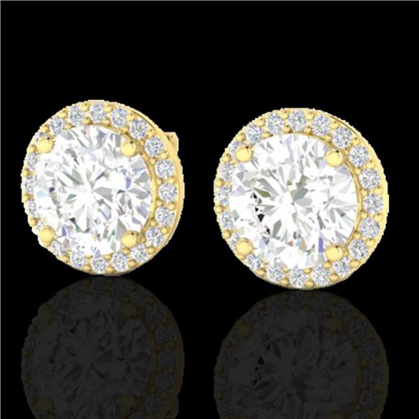 3.50 ctw Halo VS/SI Diamond Micro Pave Earrings 18k Yellow Gold - REF-834Y5X