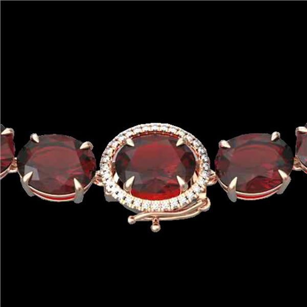 145 ctw Garnet & Diamond Micro Eternity Necklace 14k Rose Gold - REF-455M6G