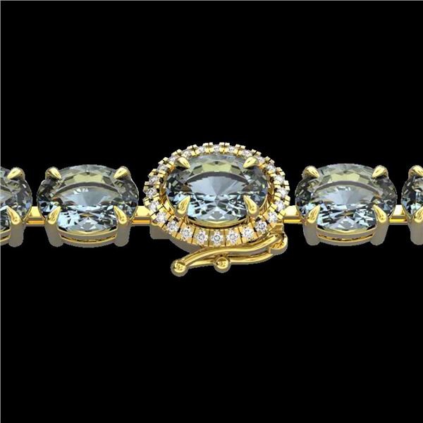 36 ctw Sky Blue Topaz & VS/SI Diamond Micro Bracelet 14k Yellow Gold - REF-115W8H