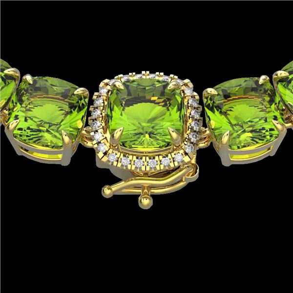 100 ctw Peridot & VS/SI Diamond Halo Micro Necklace 14k Yellow Gold - REF-528N9F