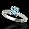 1.25 ctw SI Certified Blue Diamond Solitaire Antique Ring 10k White Gold - REF-122H8R