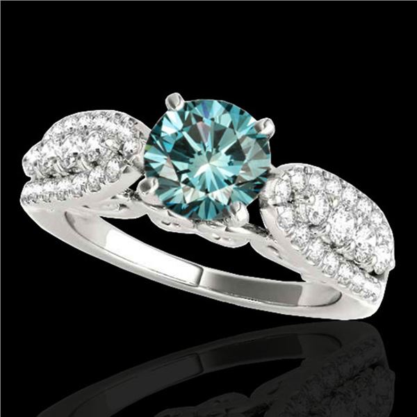 1.7 ctw SI Certified Fancy Blue Diamond Solitaire Ring 10k White Gold - REF-135K2Y