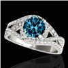2 ctw SI Certified Fancy Blue Diamond Solitaire Halo Ring 10k White Gold - REF-218K2Y