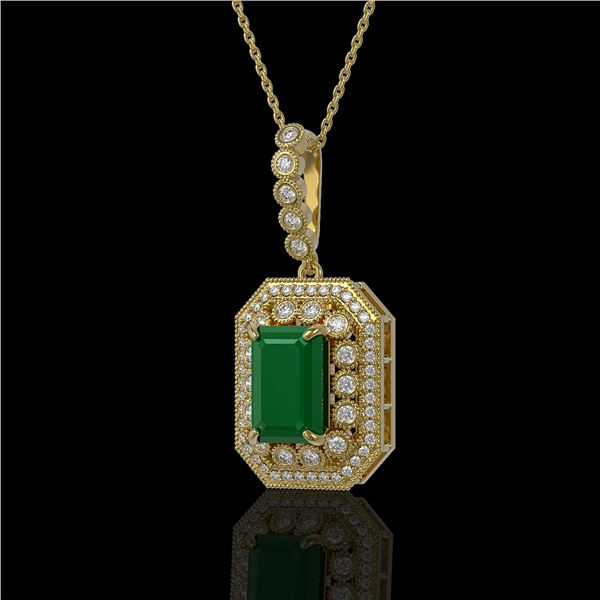 7.18 ctw Certified Emerald & Diamond Victorian Necklace 14K Yellow Gold - REF-172H8R