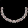 117.15 ctw Morganite & Diamond Victorian Necklace 14K White Gold - REF-4065N3F