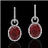 8 ctw Garnet & Micro Pave Halo VS/SI Diamond Earrings 14k White Gold - REF-100M2G