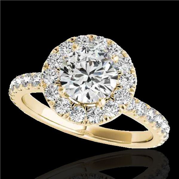 2 ctw Certified Diamond Solitaire Halo Ring 10k Yellow Gold - REF-231M8G