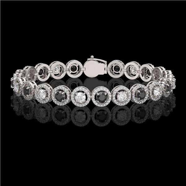 8.83 ctw Black & Diamond Micro Pave Bracelet 18K White Gold - REF-569A5N