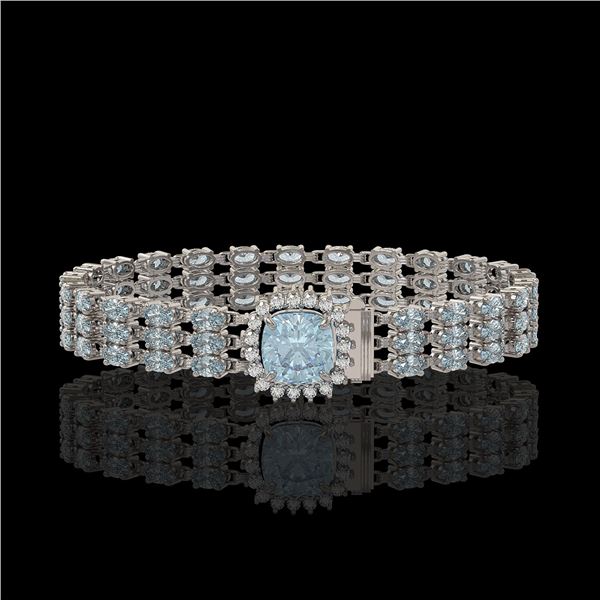 29.89 ctw Sky Topaz & Diamond Bracelet 14K White Gold - REF-281M8G