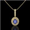 Image 2 : 4.67 ctw Sapphire & Diamond Victorian Necklace 14K Yellow Gold - REF-123H6R