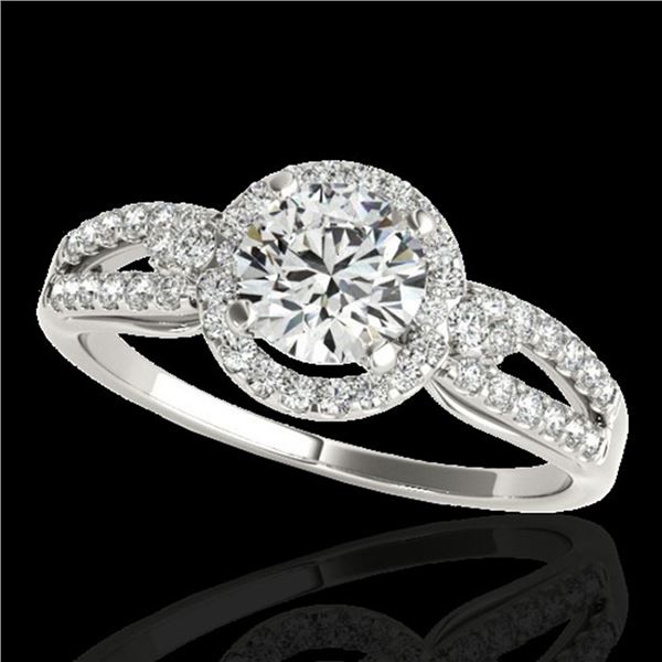 1.25 ctw Certified Diamond Solitaire Halo Ring 10k White Gold - REF-190R9K