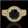 Image 2 : 2.8 ctw Fancy Black Diamond Engagment Art Deco Ring 18k Yellow Gold - REF-236H4R
