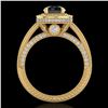 Image 3 : 2.8 ctw Fancy Black Diamond Engagment Art Deco Ring 18k Yellow Gold - REF-236H4R