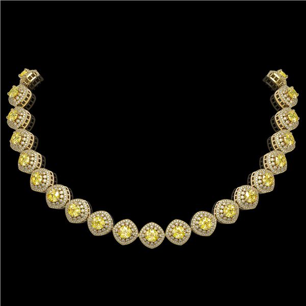 62.37 ctw Canary Citrine & Diamond Victorian Necklace 14K Yellow Gold - REF-1782A9N