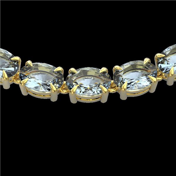 45 ctw Aquamarine Eternity Designer Necklace 14k Yellow Gold - REF-418X5A