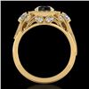 Image 3 : 2.11 ctw Fancy Black Diamond Art Deco 3 Stone Ring 18k Yellow Gold - REF-180M2G