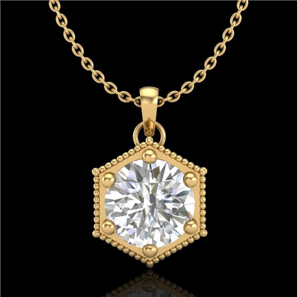 0.82 ctw VS/SI Diamond Solitaire Art Deco Stud Necklace 18k Yellow Gold - REF-218A2N