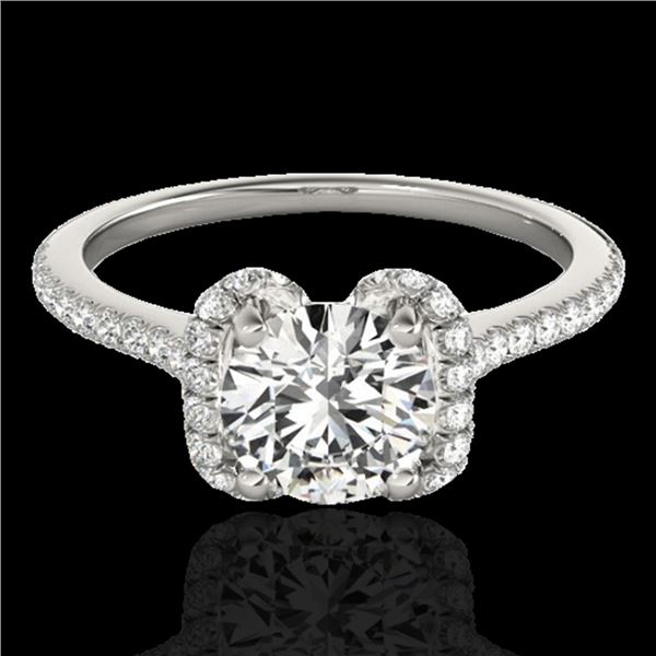 1.33 ctw Certified Diamond Solitaire Halo Ring 10k White Gold - REF-190A9N