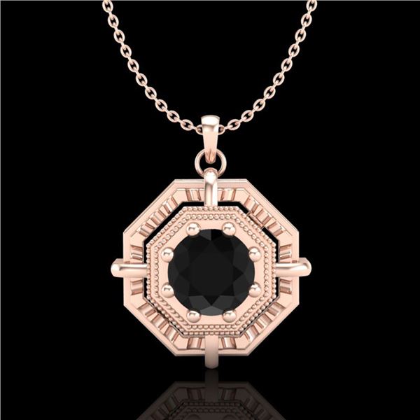 0.75 ctw Fancy Black Diamond Art Deco Stud Necklace 18k Rose Gold - REF-80W2H