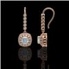 Image 2 : 4.5 ctw Aquamarine & Diamond Victorian Earrings 14K Rose Gold - REF-172X8A