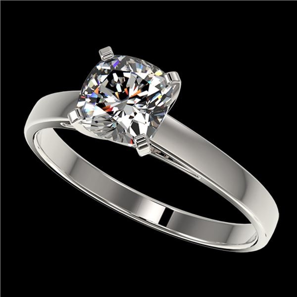 1 ctw Certified VS/SI Quality Cushion Cut Diamond Ring 10k White Gold - REF-243K2Y