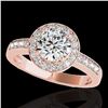 Image 1 : 1.4 ctw Certified Diamond Solitaire Halo Ring 10k Rose Gold - REF-200M5G