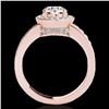 Image 2 : 1.4 ctw Certified Diamond Solitaire Halo Ring 10k Rose Gold - REF-200M5G
