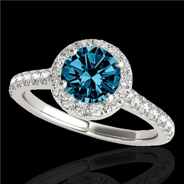 1.4 ctw SI Certified Fancy Blue Diamond Solitaire Halo Ring 10k White Gold - REF-133X6A