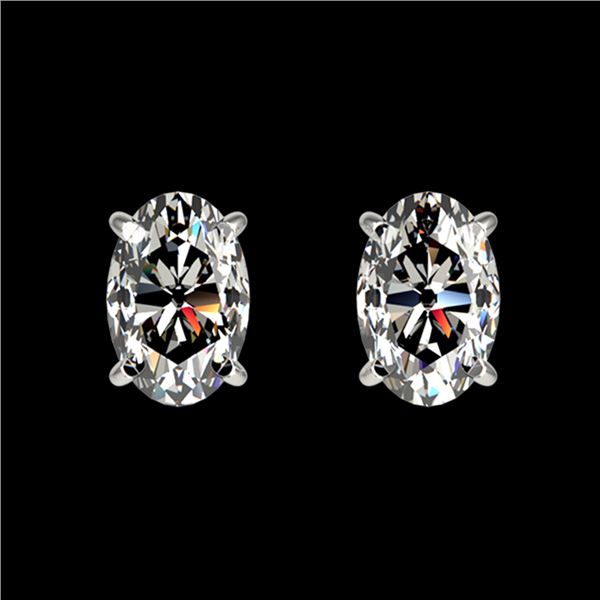 1 ctw Certified VS/SI Quality Oval Diamond Stud Earrings 10k White Gold - REF-120F3M