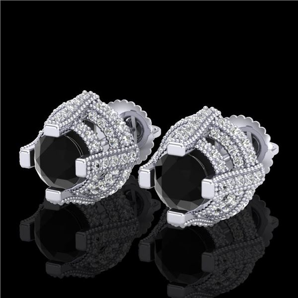 2.75 ctw Fancy Black Diamond Micro Pave Stud Earrings 18k White Gold - REF-180Y2X