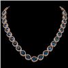 44.8 ctw London Topaz & Diamond Micro Pave Halo Necklace 10k Rose Gold - REF-625Y3X