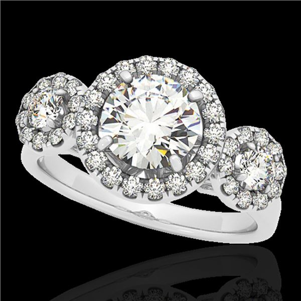 1.75 ctw Certified Diamond Solitaire Halo Ring 10k White Gold - REF-135N2F