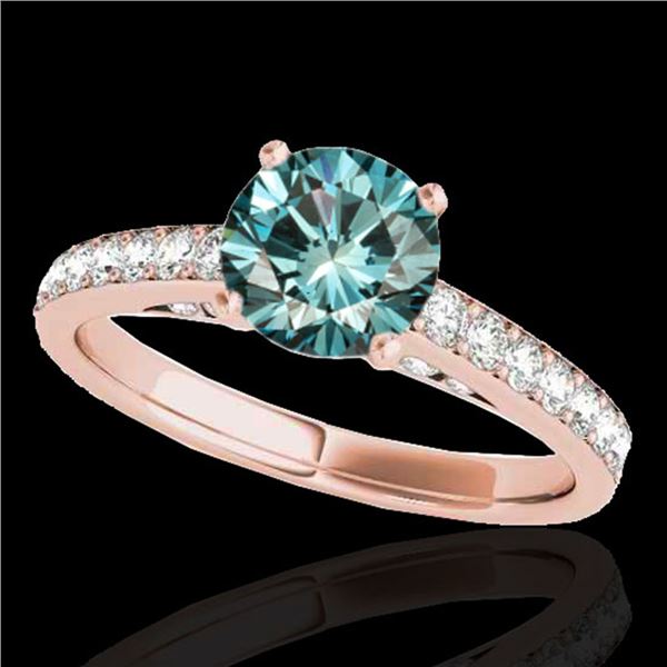 1.5 ctw SI Certified Fancy Blue Diamond Solitaire Ring 10k Rose Gold - REF-150X2A