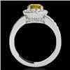 Image 2 : 2 ctw Certified SI/I Fancy Intense Yellow Diamond Halo Ring 10k White Gold - REF-327K3Y