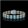 Image 3 : 13.37 ctw Turquoise & Diamond Bracelet 14K Rose Gold - REF-245G5W