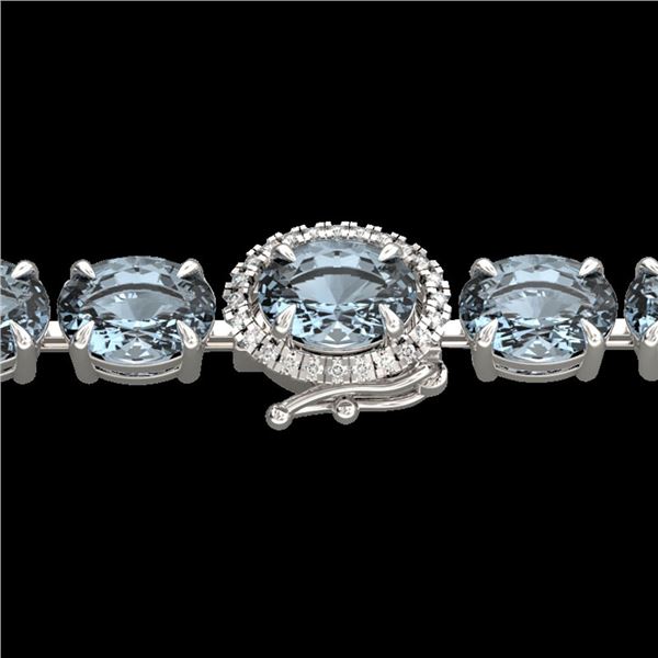 15.25 ctw Aquamarine & Diamond Eternity Micro Bracelet 14k White Gold - REF-176A4N