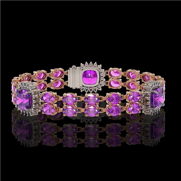 16.25 ctw Amethyst & Diamond Bracelet 14K Rose Gold - REF-263M6G