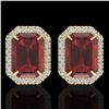 Image 1 : 12 ctw Garnet & Micro Pave VS/SI Diamond Earrings 18k Yellow Gold - REF-83F6M