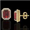 Image 2 : 12 ctw Garnet & Micro Pave VS/SI Diamond Earrings 18k Yellow Gold - REF-83F6M