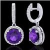 Image 2 : 4 ctw Amethyst & Micro Pave VS/SI Diamond Designer 18k White Gold - REF-87X8A