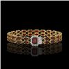 Image 1 : 14.45 ctw Garnet & Diamond Bracelet 14K Yellow Gold - REF-236R4K